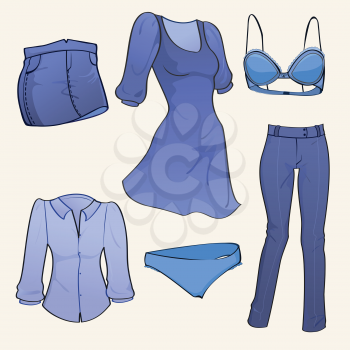 Royalty Free Clipart Image of a Set of Female Clothes