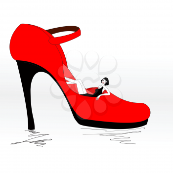 Royalty Free Clipart Image of a Woman in a High Heel