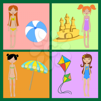 Royalty Free Clipart Image of a Set of Summer Icons