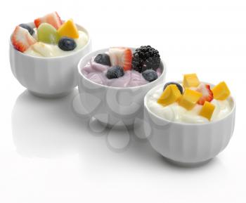 Royalty Free Photo of Assorted Yogurts and Berries