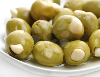Royalty Free Photo of Green Olives Stuffed With Almonds