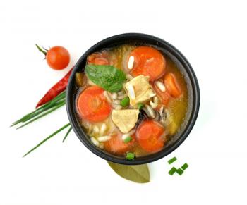 Royalty Free Photo of Chicken and Wild Rice Soup With Vegetables