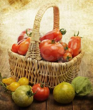 Fresh Tomatoes In A Basket