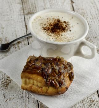 Pecan Coffee Cake And A Cup Of Coffee