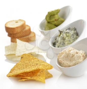 Dips With Corn Chips And Toasts