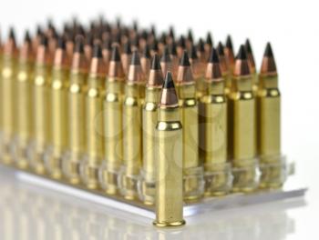 Closeup of hunting bullets for hunting carbine.