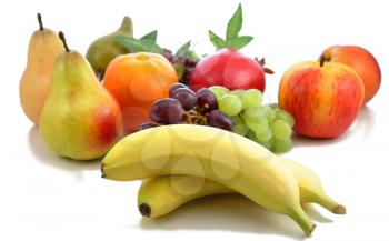 fresh fruits assortment on white background