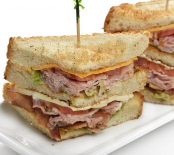 Club Sandwich With Ham And Bacon
