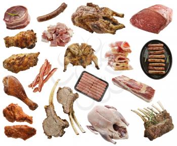 Assortment Of Meat Products Isolated On White