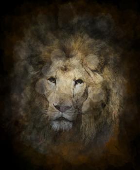 Watercolor Digital Painting Of Lion