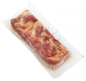 Raw Bacon Package Isolated On White Background