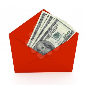 Royalty Free Clipart Image of Money in an Envelope