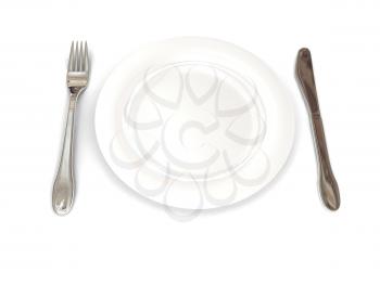 Royalty Free Clipart Image of a Plate With Utensils