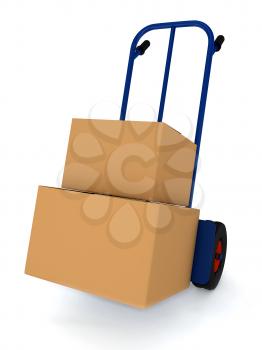 Royalty Free Clipart Image of Boxes on a Cart