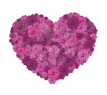 Vector illustration of beautiful hand drawn flowers in heart. The best for Valentines Day, Wedding and Birthday design.
