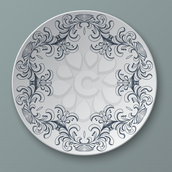 Illustration floral ornament plate isolated - vector EPS
