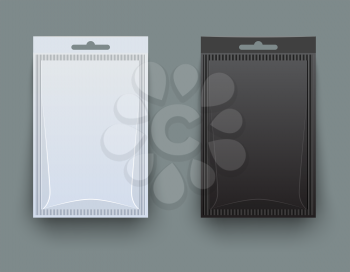 White and black blank pack for spices. Vector illustration