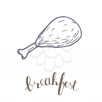 Breakfest hand drawn icon over white background. Doodle illustration