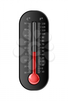 Celsius and Fahrenheit Thermometer black. Vector illustration.