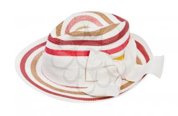 Striped straw hat, isolated on white