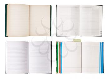 Set of open notebooks  isolated on white background 