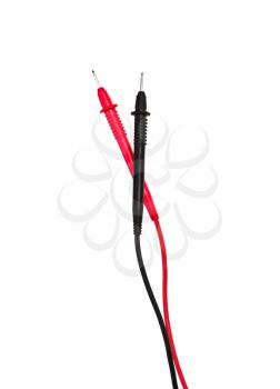 Red and black probes of multimeter isolated on white 