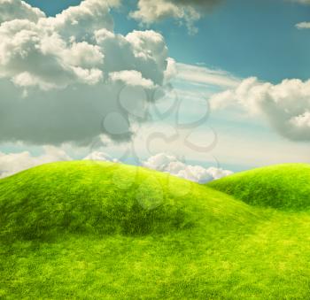 Green hills and a blue sky 