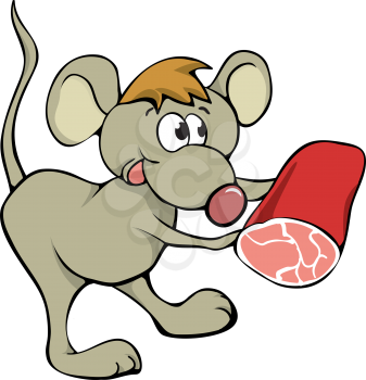 Royalty Free Clipart Image of a Mouse With Ham