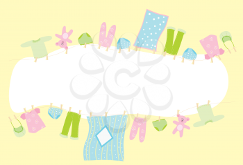 Royalty Free Clipart Image of a Baby Clothes Banner