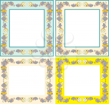 Royalty Free Clipart Image of a Set of Mice and Cheese Frames