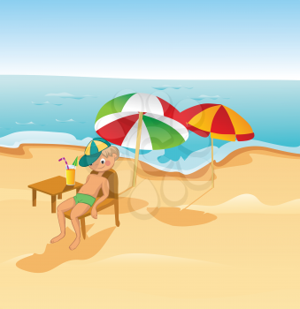 Royalty Free Clipart Image of a Guy on a Beach