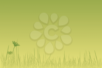 Royalty Free Clipart Image of a Green Background of Flowers and Grass