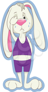Royalty Free Clipart Image of a Sad Bunny