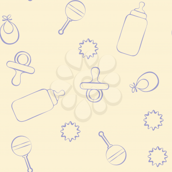 Royalty Free Clipart Image of a Background of Baby Items