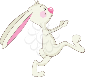 Royalty Free Clipart Image of a Funny Running Rabbit