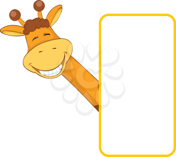 Royalty Free Clipart Image of a Giraffe With a Banner