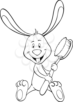 Royalty Free Clipart Image of a Rabbit With a Toothbrush