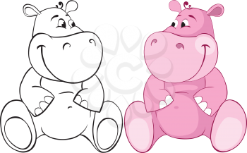 Royalty Free Clipart Image of Two Versions of a Hippo