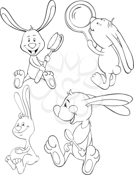 Royalty Free Clipart Image of a Set of Rabbits