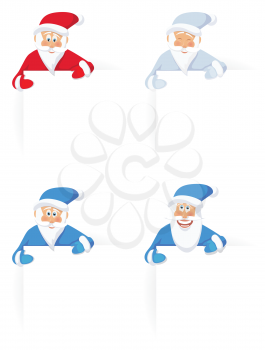 Set - Four Santa Claus and blank sign