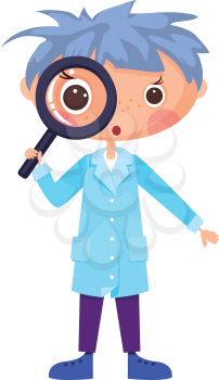 Cartoon scientist and magnifying glass.
EPS10. Contains transparent objects used for shadows drawing