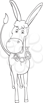 Fun outline donkey with wreath of flowers