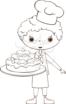 Outline illustration - Scullion with cake