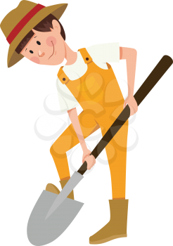 Boy digging with a shovel