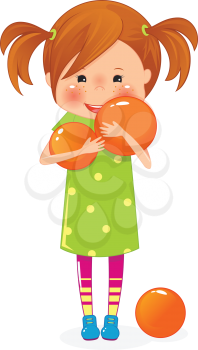 Little girl with orange ball
