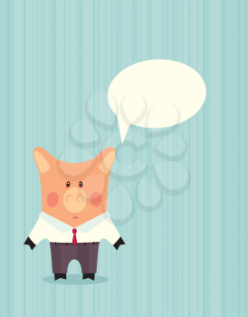 Pig in business suit. Cartoon illustration