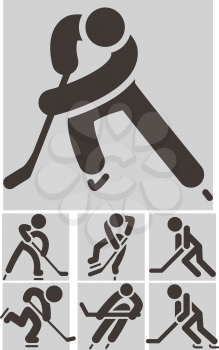 Hockey icons set