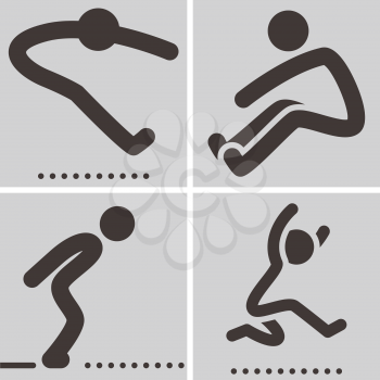 Summer sports icons set - long jump 