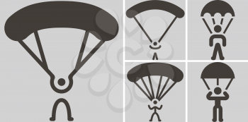 Extreme sports icon set - parachute sport icons