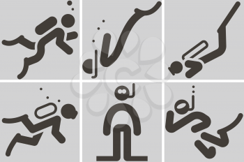 Extreme sports icon set - diving icon